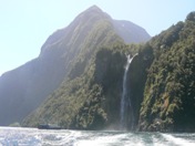 One of numerous Milford Sound waterfalls